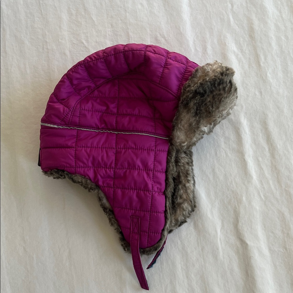 L.L. Bean Kids Fuchsia Quilted Hat with Faux Fur
